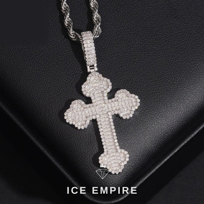 Iced Out Cross Rose Gold Plated Moissanite Pendant