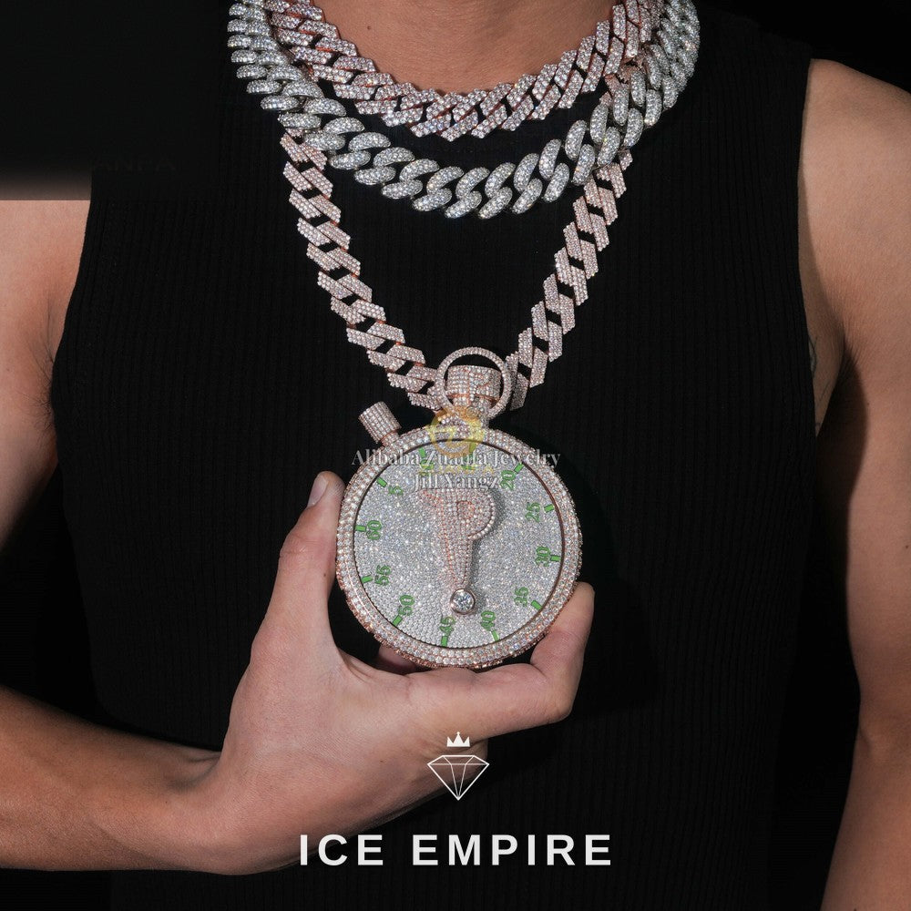 Iced Out Cross 925 Silver Moissanite Watch