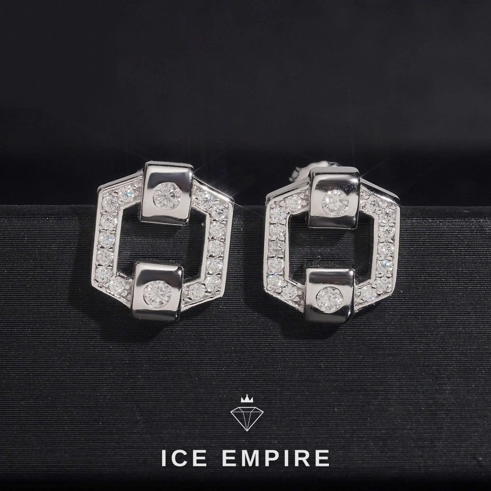 Iced Out 14K Gold Moissanite Stud Earrings