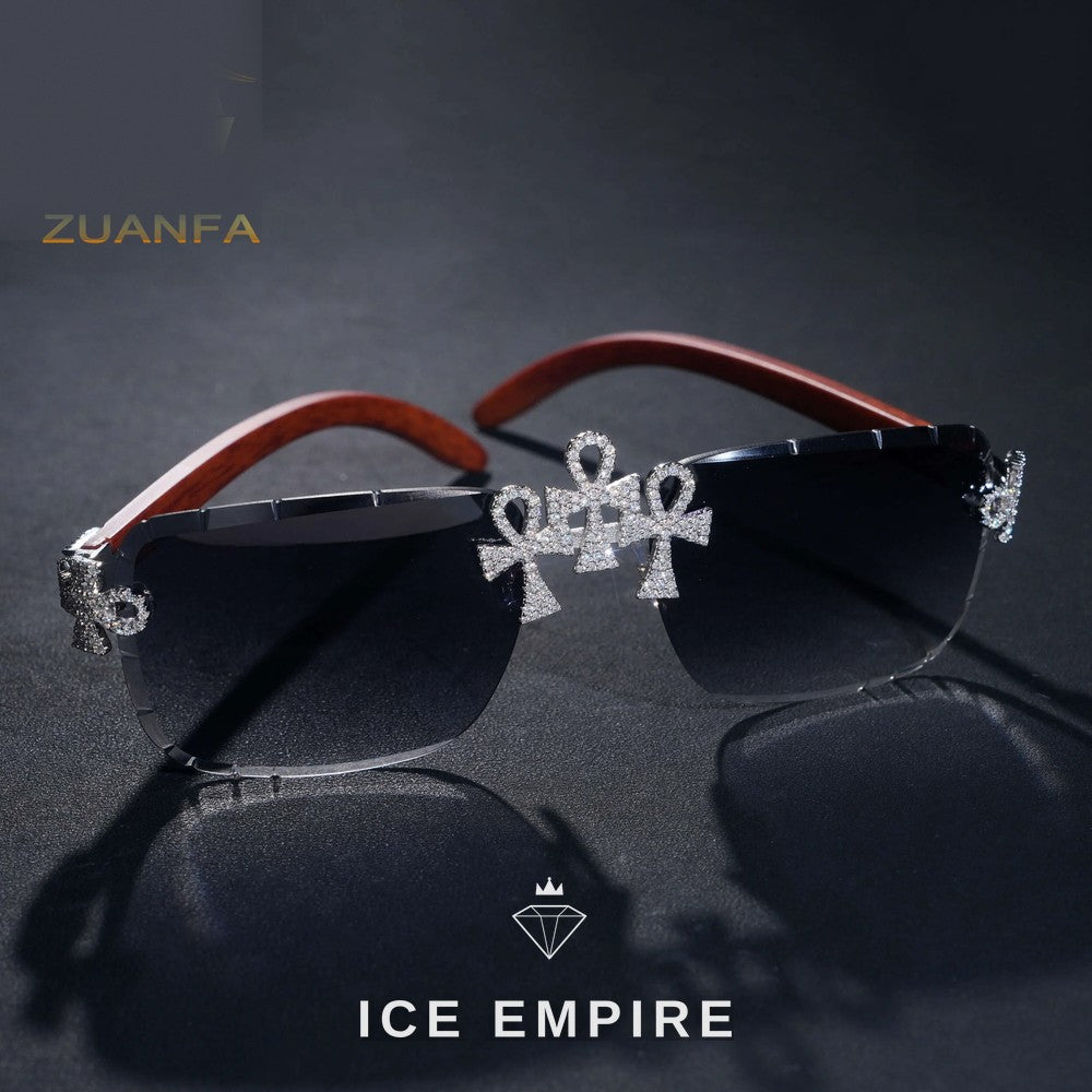 Iced Out Cross 925 Silver Glasses