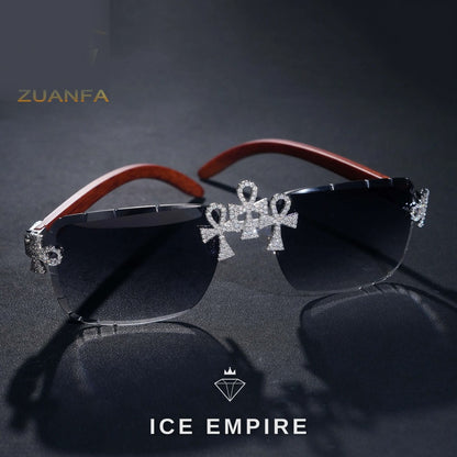 Iced Out Cross 925 Silver Glasses