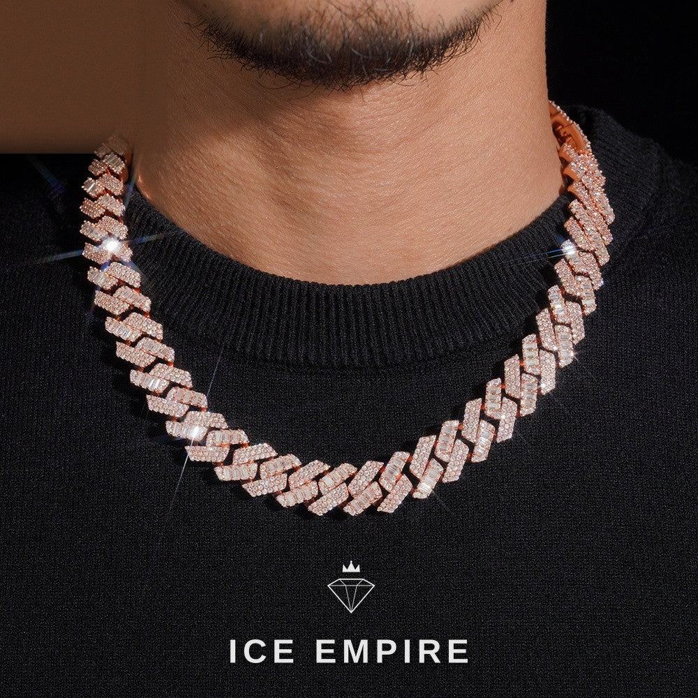 Iced Out Rose Gold Plated Moissanite Cuban Chain