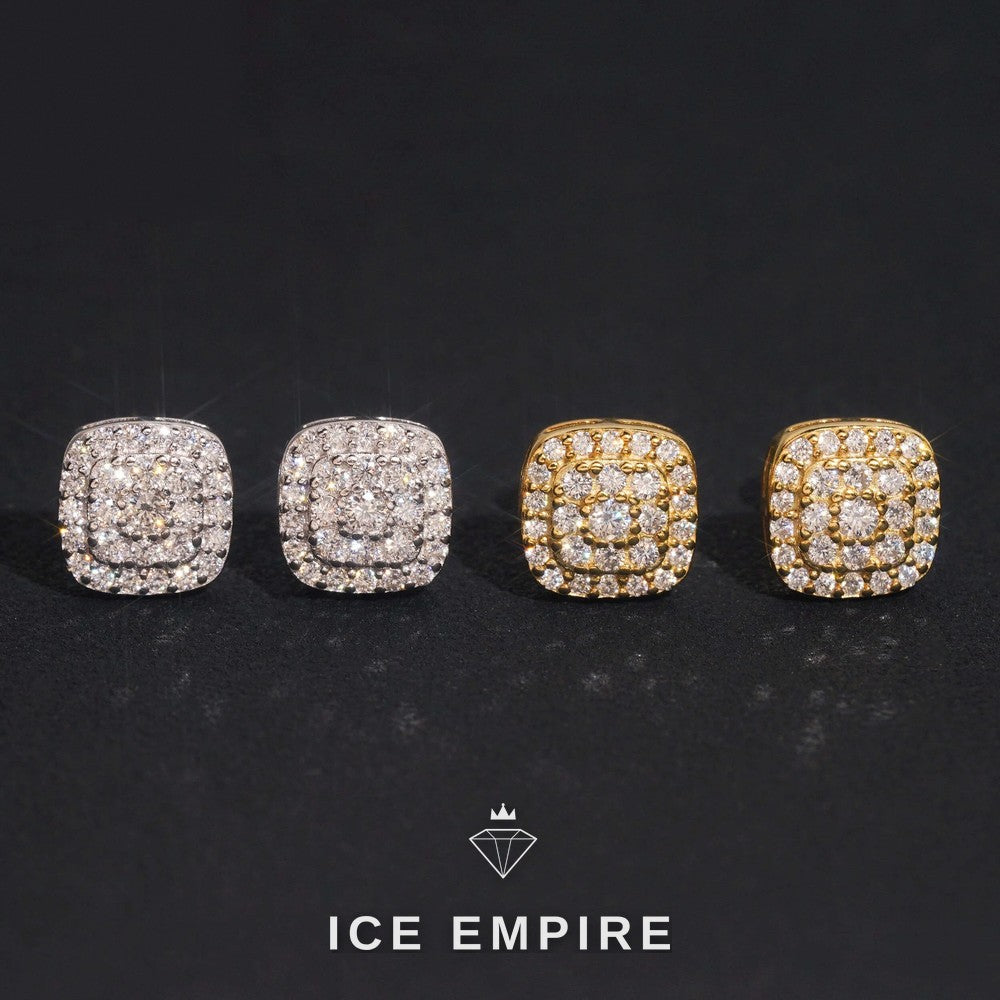 Iced Out Rose Gold Plated Moissanite Stud Earrings