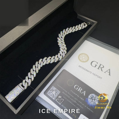Iced Out 925 Silver Moissanite Cuban Chain