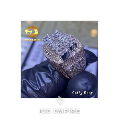 Iced Out 925 Silver Moissanite Ring