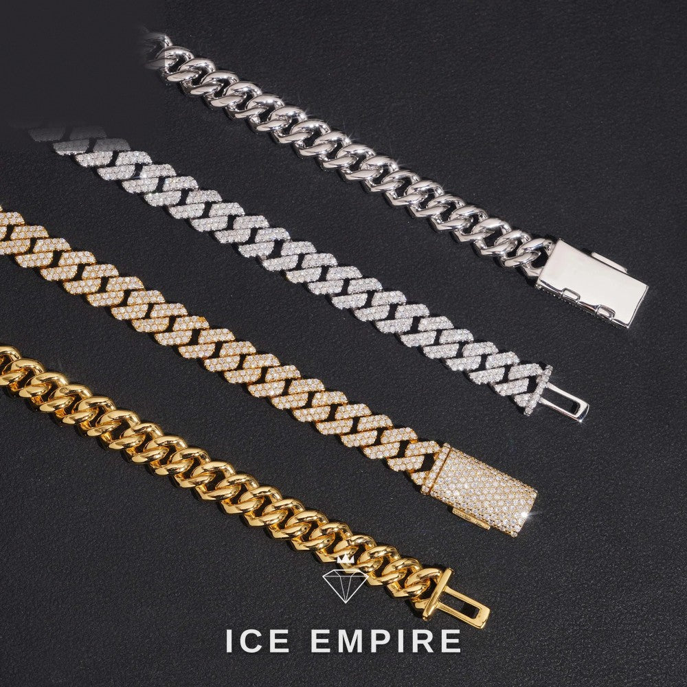 Iced Out 925 Silver Moissanite Cuban Chain