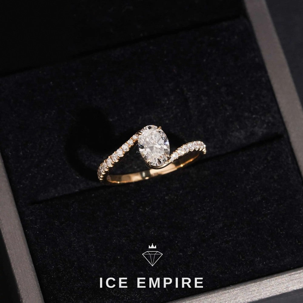 Iced Out 14K Gold Lab Grown Diamond Engagement Ring