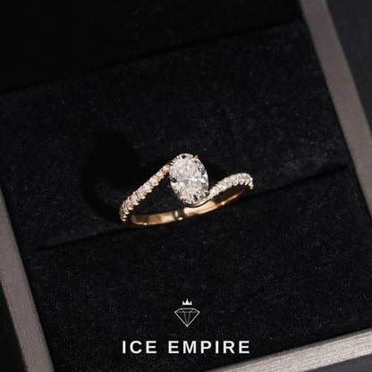 Iced Out 14K Gold Lab Grown Diamond Engagement Ring