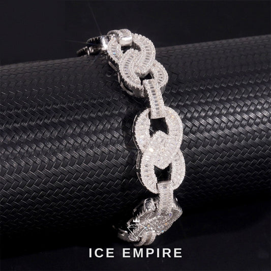 Iced Out Baguette Rose Gold Plated Moissanite Cuban Chain