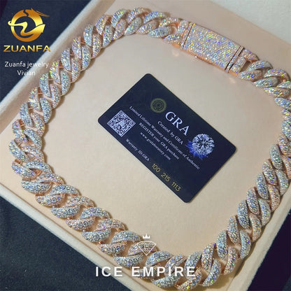 Iced Out Rose Gold Plated Moissanite Cuban Chain