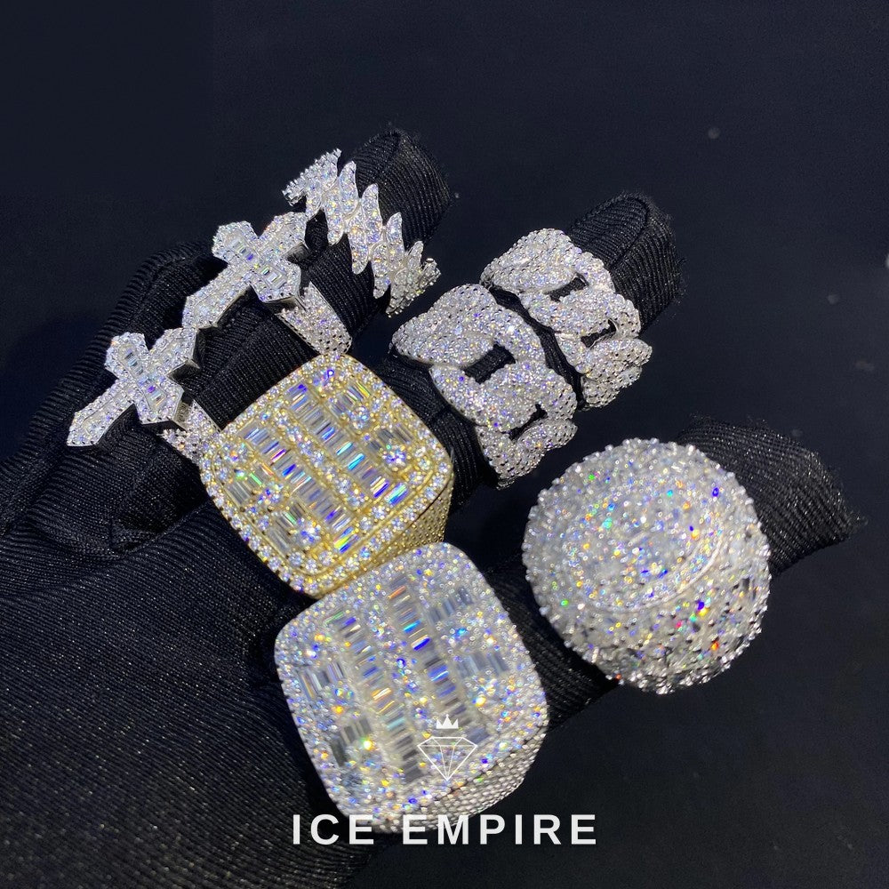 Iced Out Cross 925 Silver Moissanite Cuban Chain