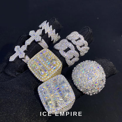 Iced Out Cross 925 Silver Moissanite Cuban Chain