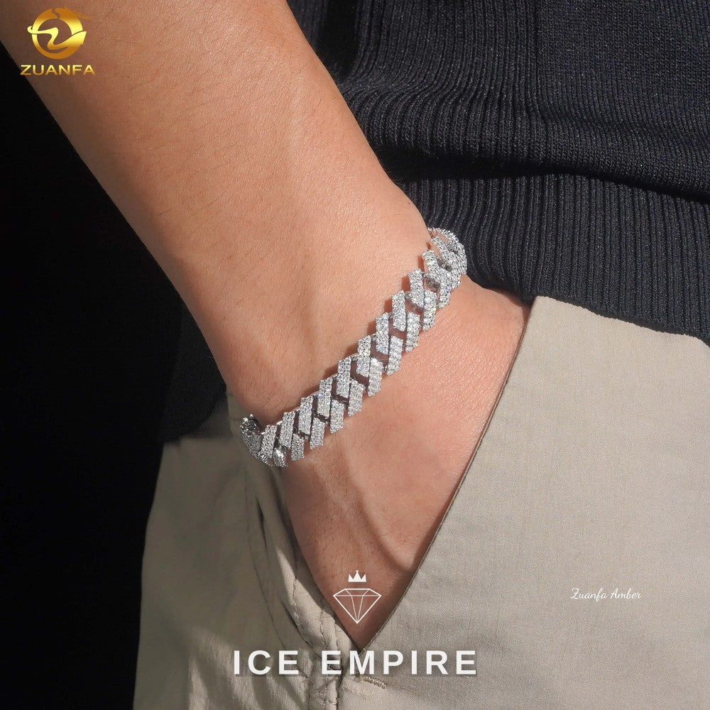 Iced Out Rose Gold Moissanite Cuban Chain