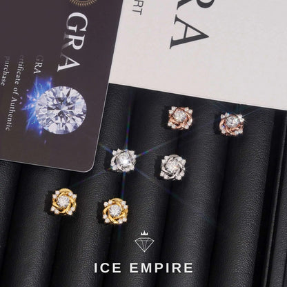 Iced Out Rose Gold Plated Moissanite Earrings