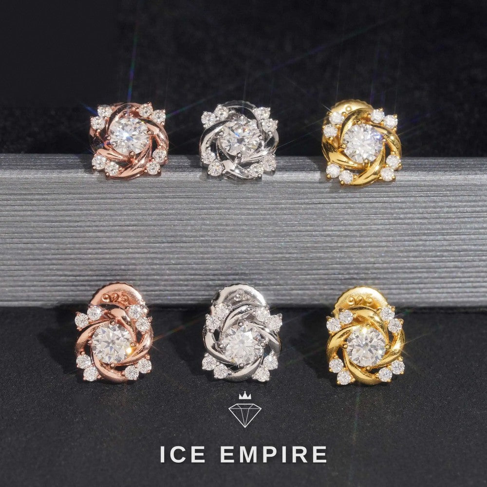 Iced Out Rose Gold Plated Moissanite Earrings