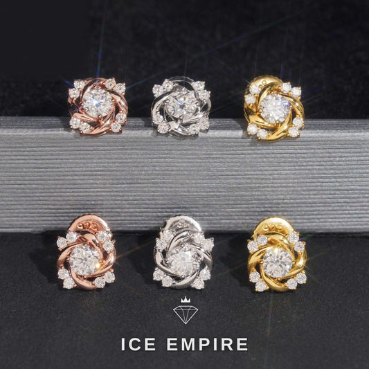 Iced Out Rose Gold Plated Moissanite Earrings