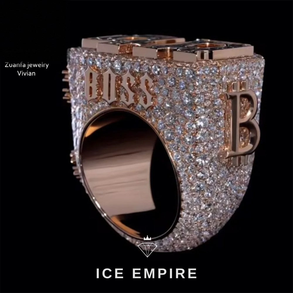 Iced Out 925 Silver Moissanite Ring