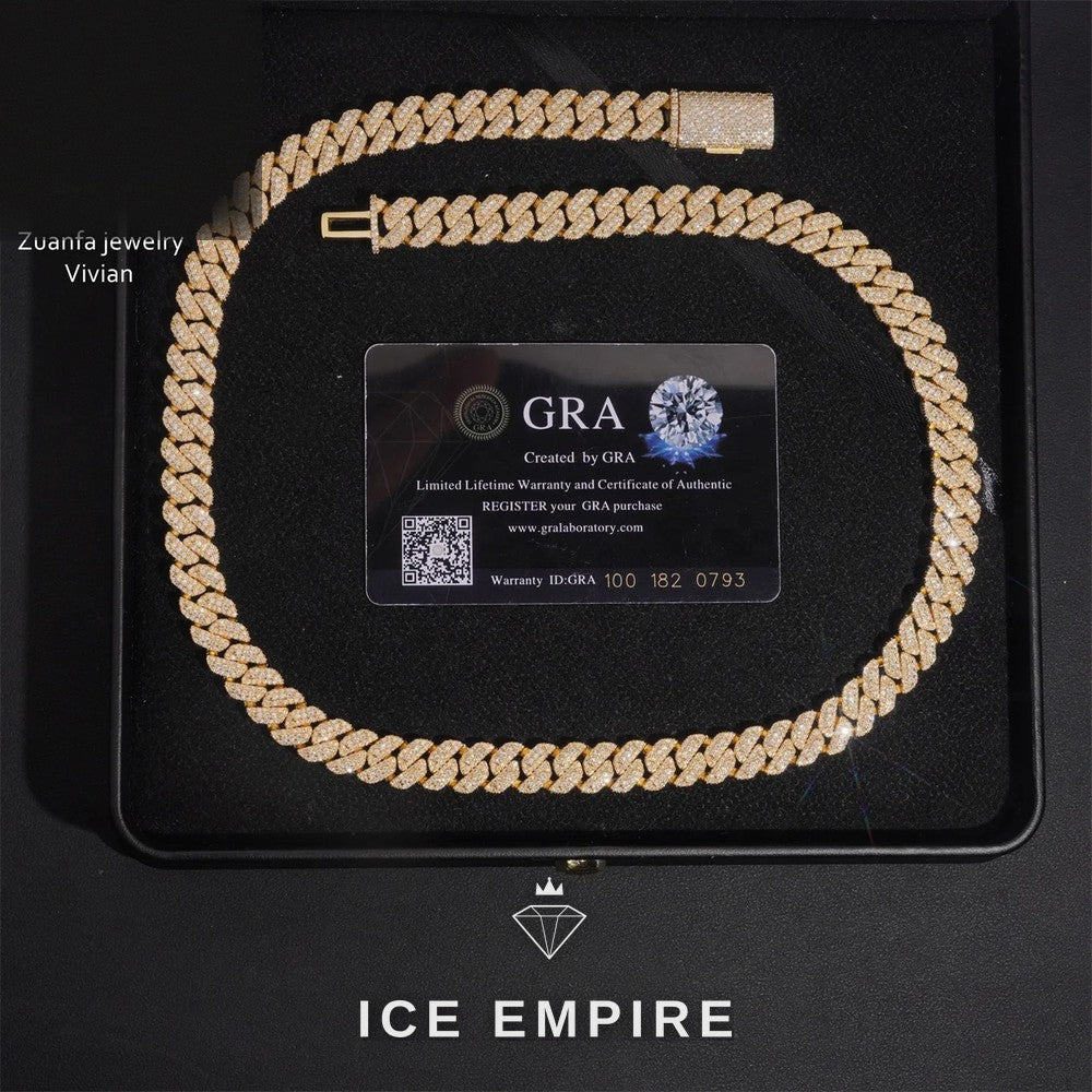 Iced Out Gold Plated Moissanite Cuban Chain