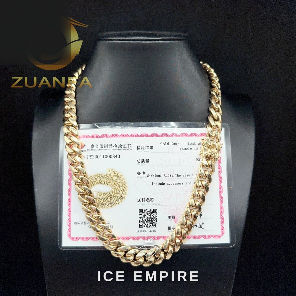 Iced Out 14K Gold Cuban Chain
