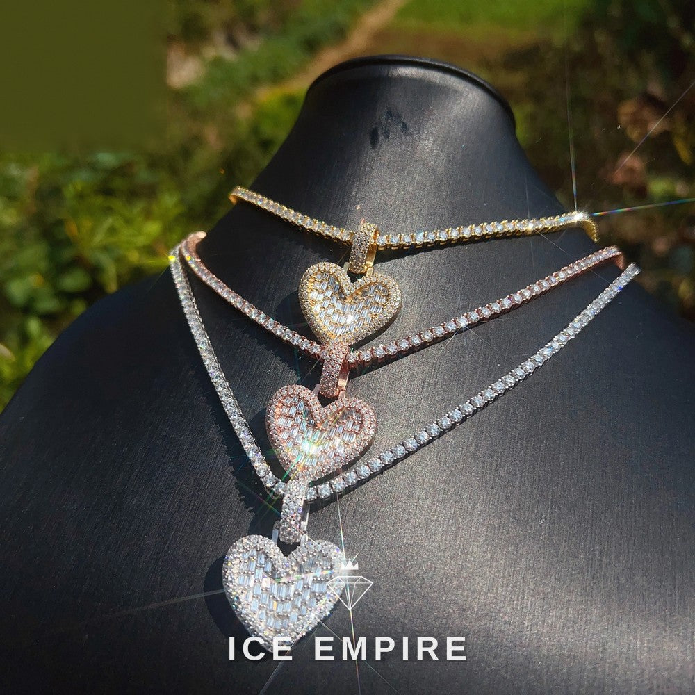 Iced Out Heart 925 Silver Moissanite Pendant