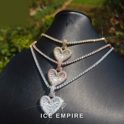 Iced Out Heart 925 Silver Moissanite Pendant
