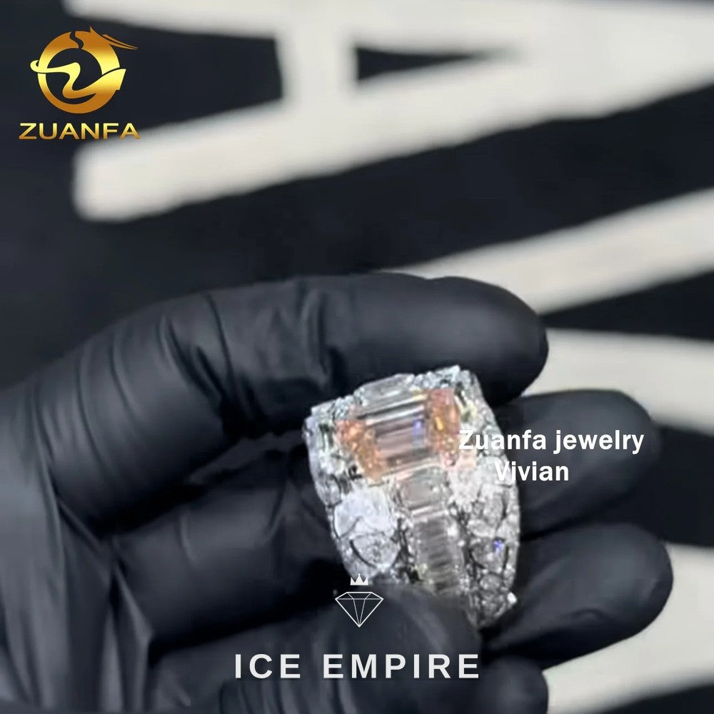 Iced Out 925 Silver Moissanite Ring