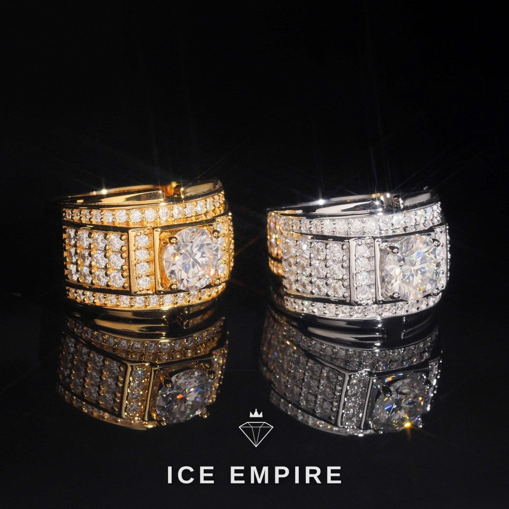 Iced Out Gold Plated Moissanite Ring