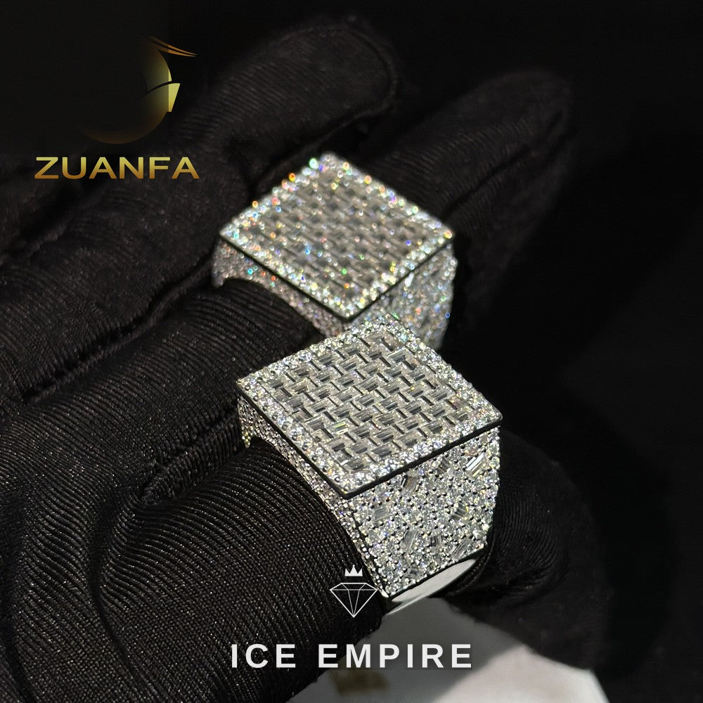 Iced Out Baguette 925 Silver Moissanite Ring