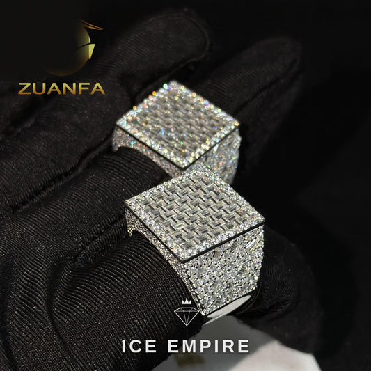 Iced Out Baguette 925 Silver Moissanite Ring