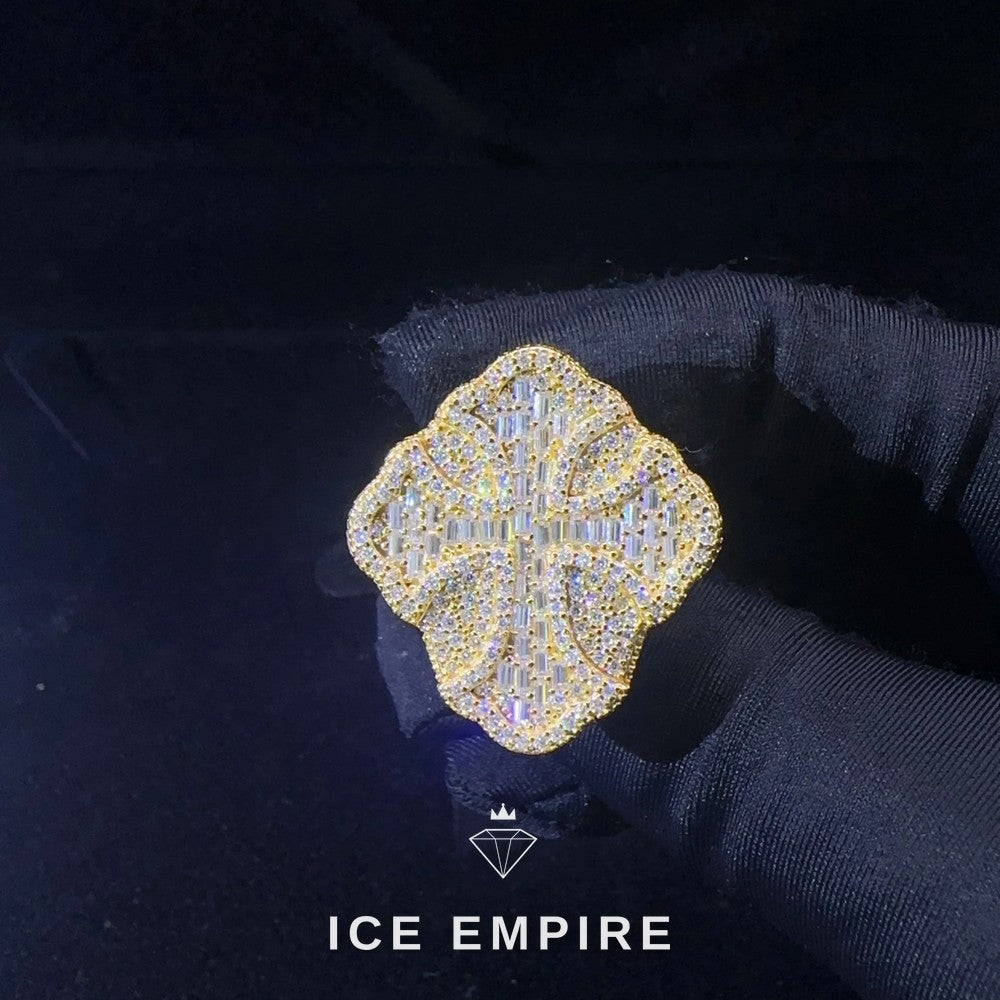 Iced Out Cross 925 Silver Moissanite Ring