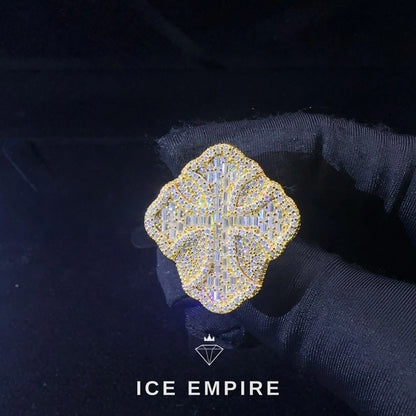 Iced Out Cross 925 Silver Moissanite Ring