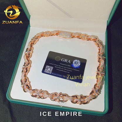 Iced Out Rose Gold Plated Moissanite Cuban Chain