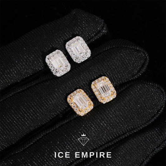 Iced Out Rose Gold Plated Moissanite Stud Earrings