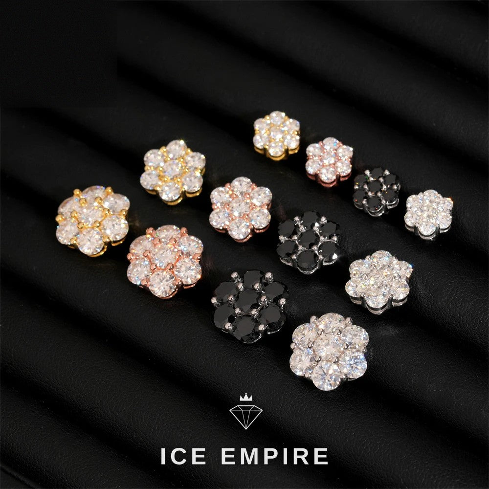 Iced Out Cluster 925 Silver Moissanite Earrings