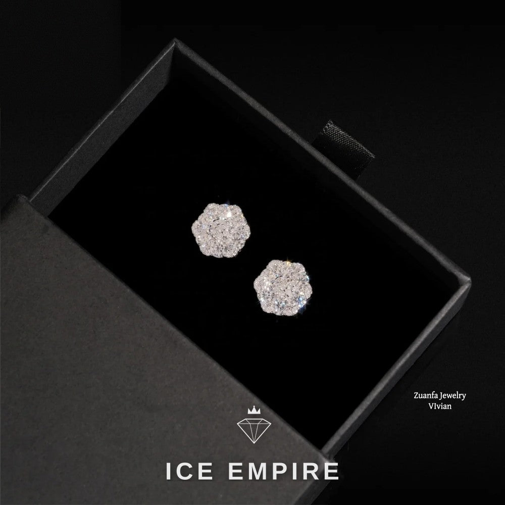 Iced Out 925 Silver Moissanite Stud Earrings