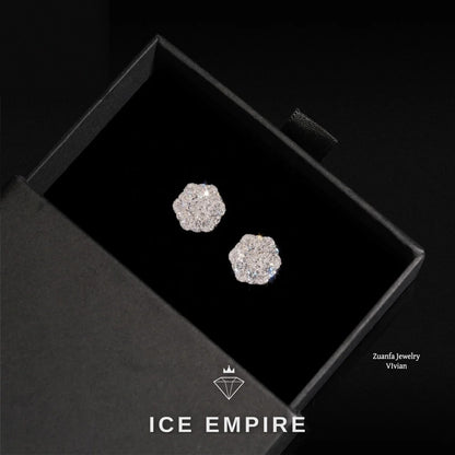 Iced Out 925 Silver Moissanite Stud Earrings