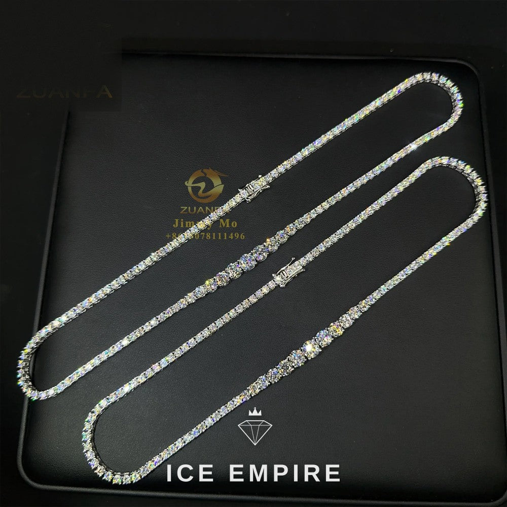 Iced Out Cluster 925 Silver Moissanite Cuban Chain