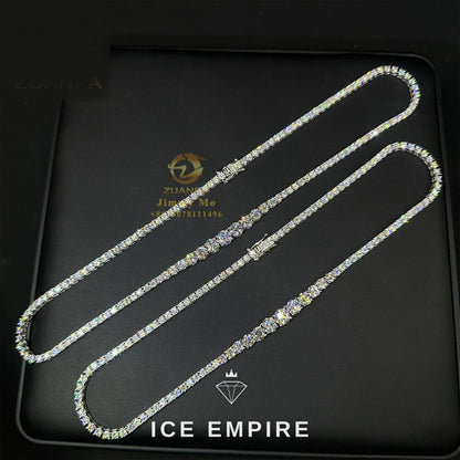 Iced Out Cluster 925 Silver Moissanite Cuban Chain