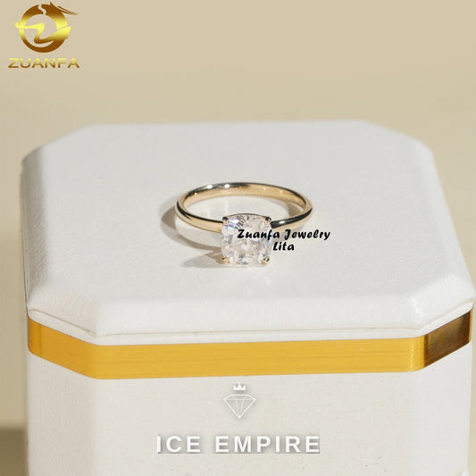 Iced Out 14K Gold Moissanite Engagement Ring