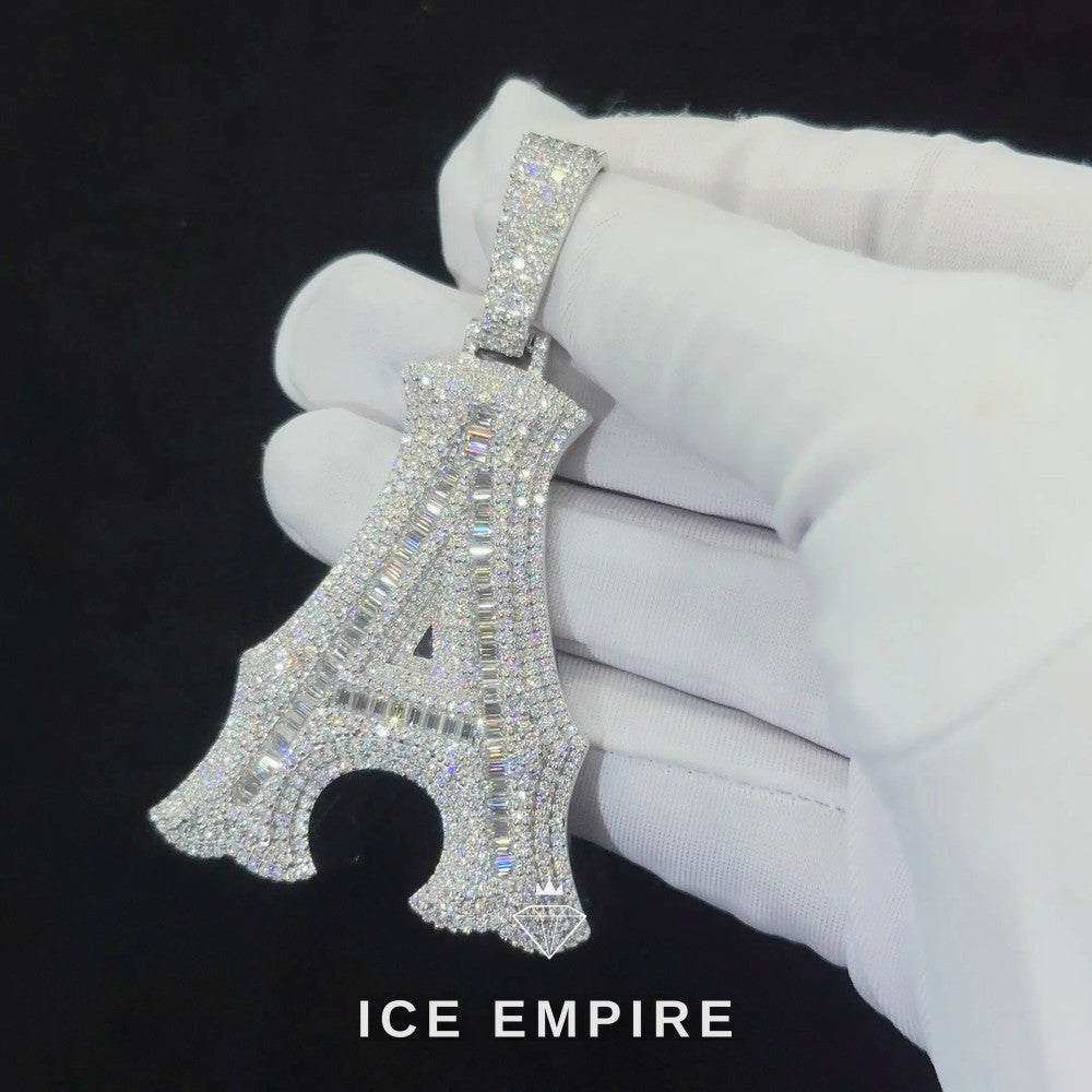 Iced Out Baguette Rose Gold Plated Moissanite Pendant