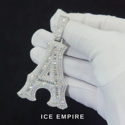 Iced Out Baguette Rose Gold Plated Moissanite Pendant