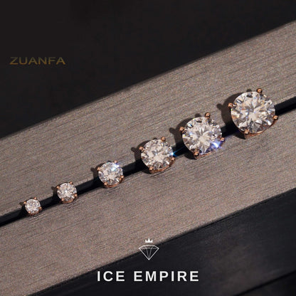 Iced Out 10K Gold Moissanite Stud Earrings