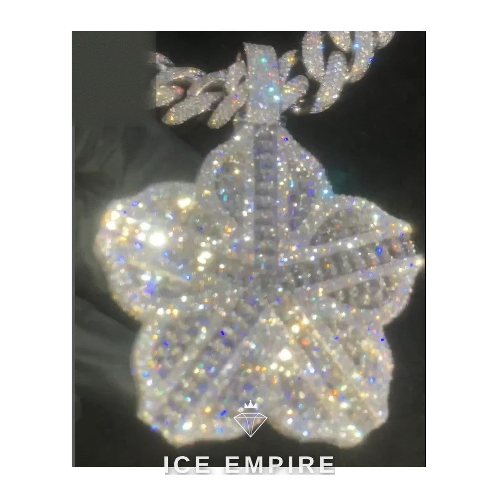 Iced Out Baguette Rose Gold Plated Moissanite Pendant