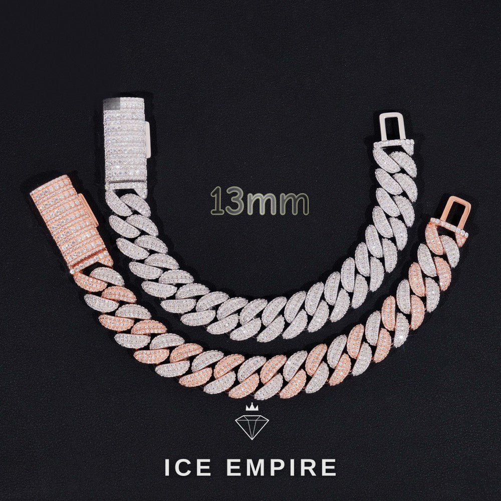 Iced Out Cross 925 Silver Moissanite Cuban Chain