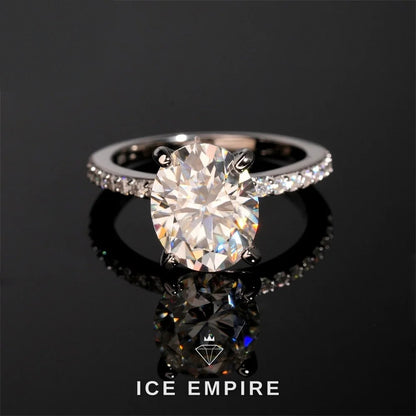 Iced Out 925 Silver Moissanite Engagement Ring