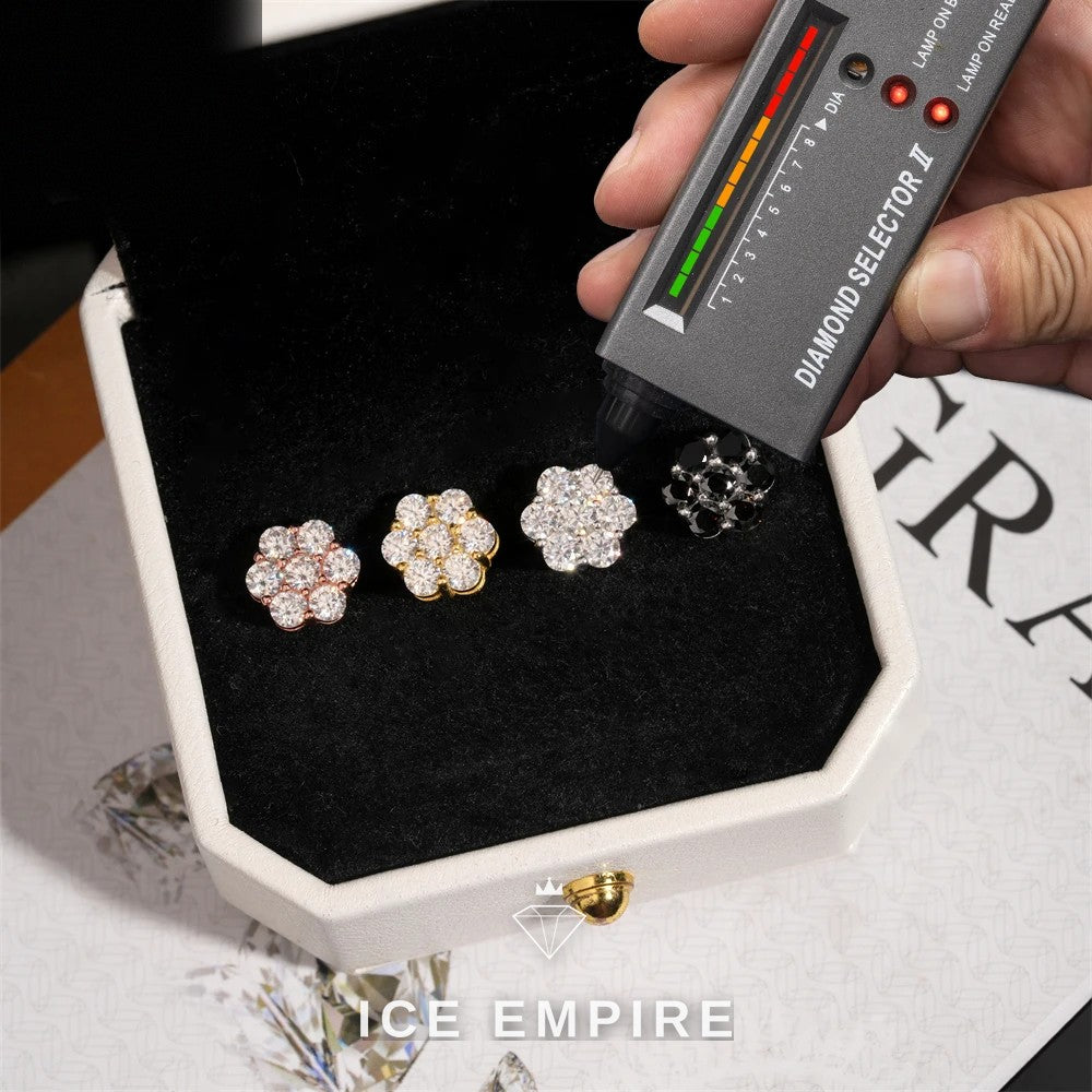 Iced Out Cluster Rose Gold Plated Moissanite Stud Earrings