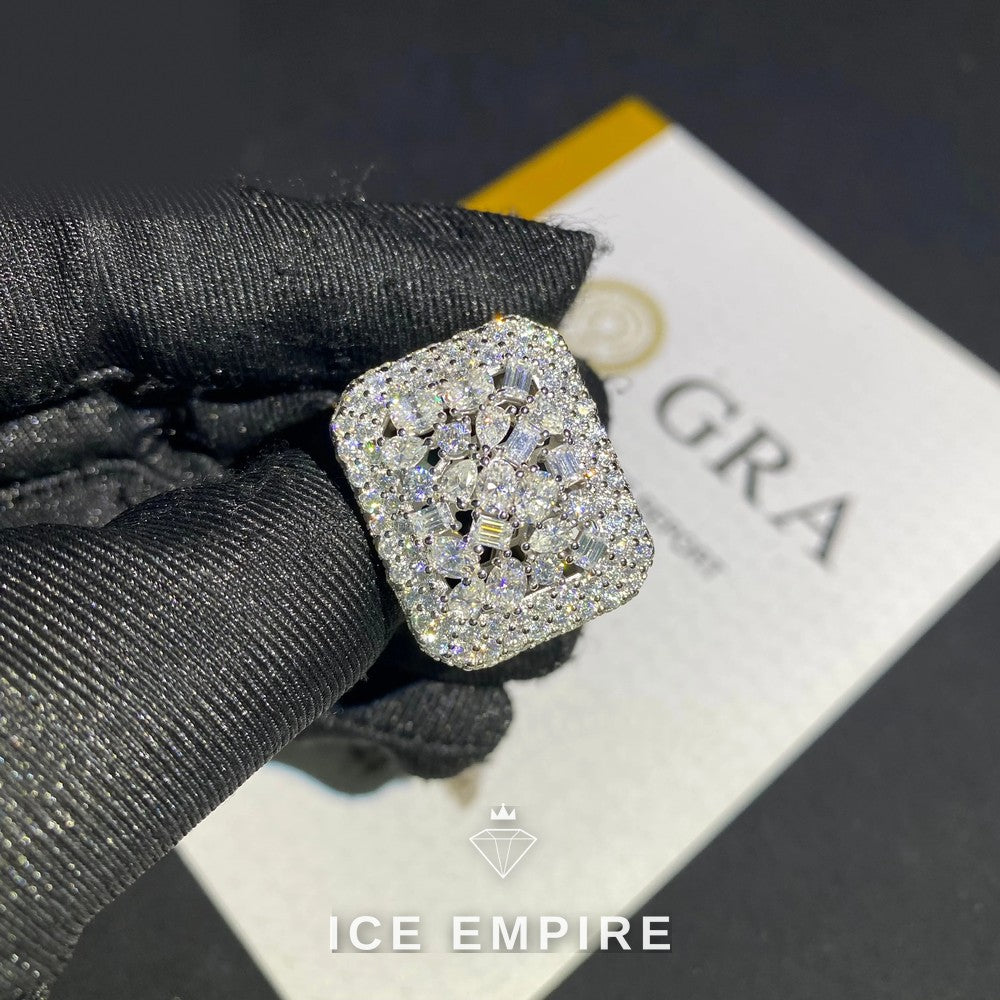 Iced Out 925 Silver Moissanite Ring
