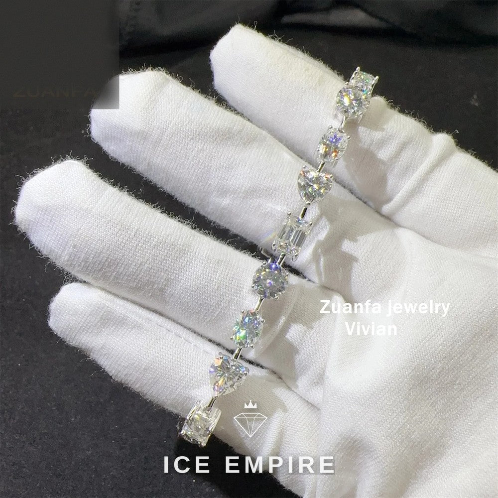 Iced Out 925 Silver Moissanite Tennis Chain