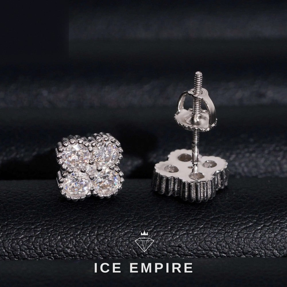 Iced Out 925 Silver Moissanite Stud Earrings