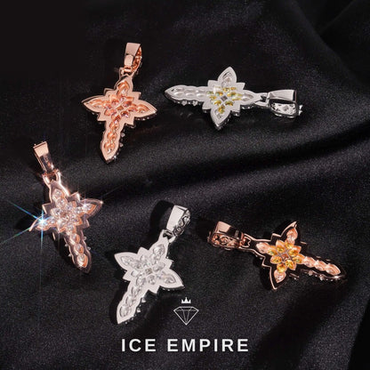 Iced Out Cross Gold Plated Moissanite Pendant